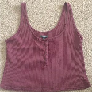 Maroon Ribbed Crop Tank Top